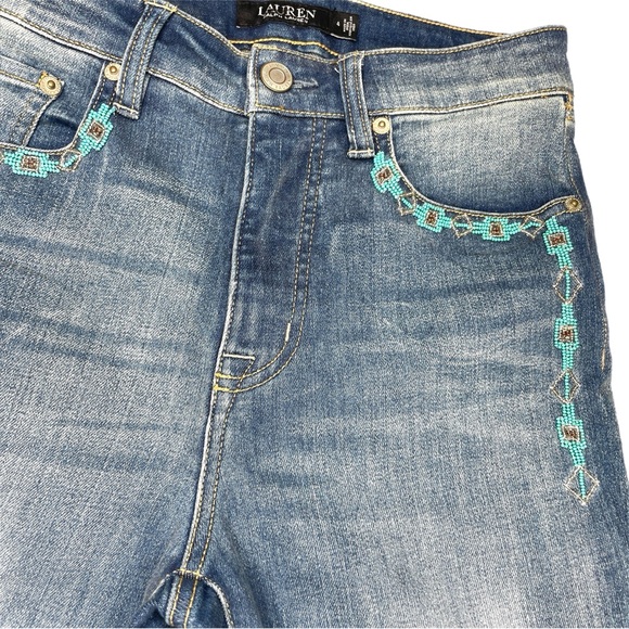 Lauren Ralph Lauren Skinny Beaded Aztec Ankle Jeans - Picture 6 of 15